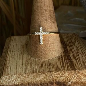 Cross Yellow Gold Sterling Silver Ring